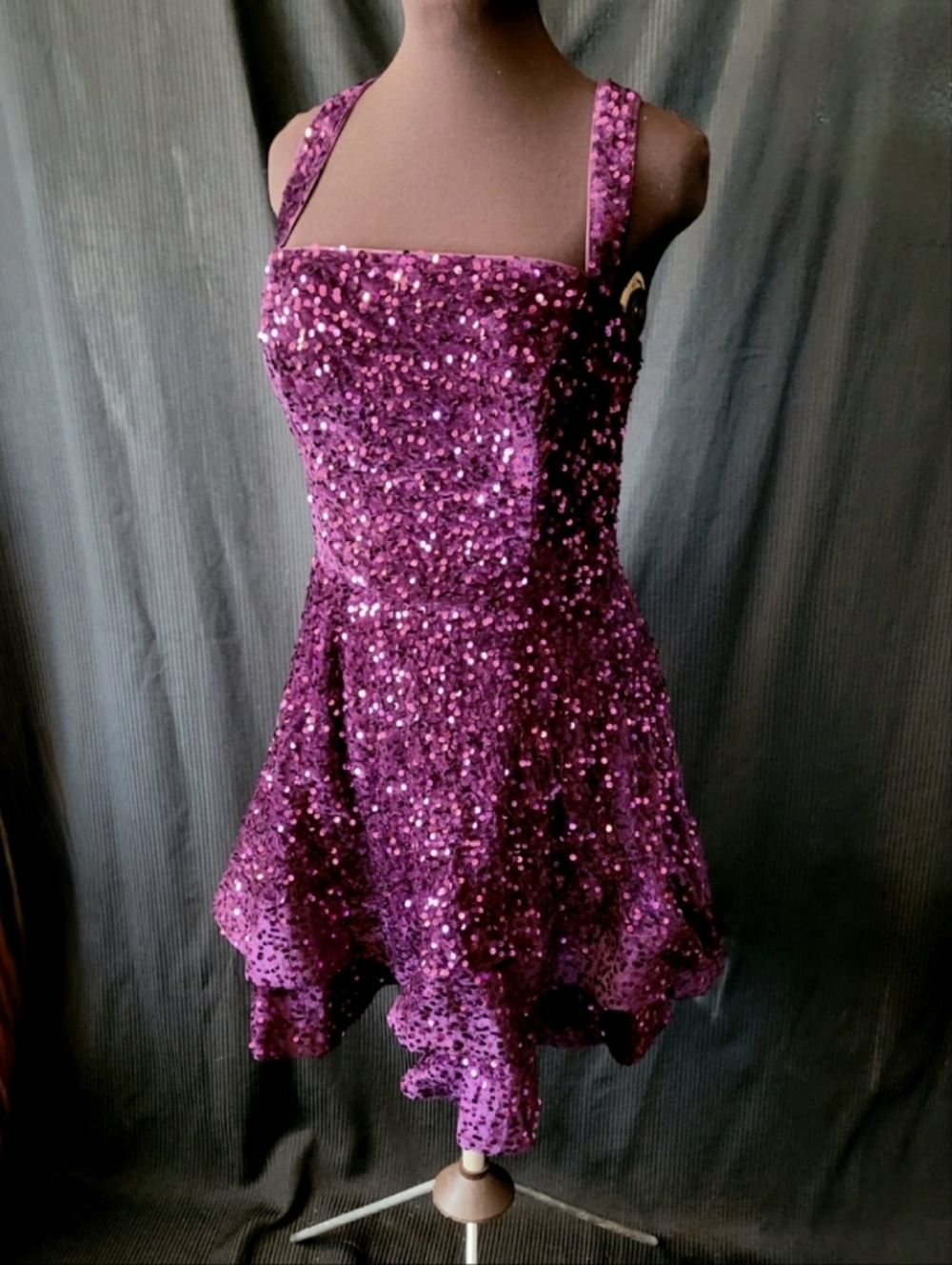 NWT Sequin Covered Velvet Party Dress in Deep Purple